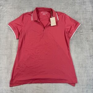 Peter Millar Shirt Women Large Red Betty Polo Short Sleeve UPF Golf Tennis NWT